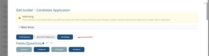 Edit builder - Candidate Application