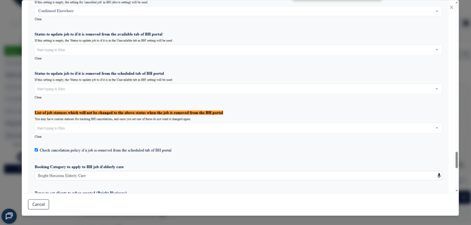 List of job statuses which will not be changed to the above status when the job is removed from the BH portal_status
