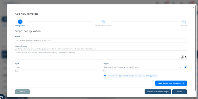 Placement Job Created Admin Notification