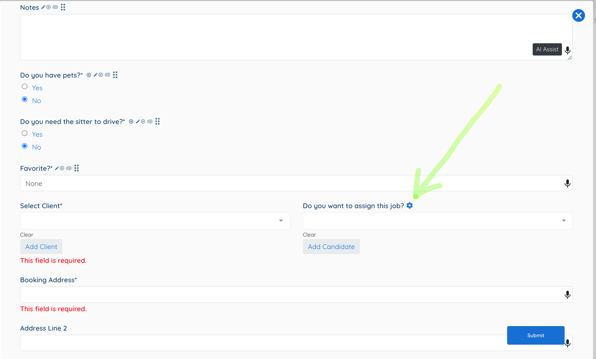 Job Select Select Assign Candidates by Type and Status