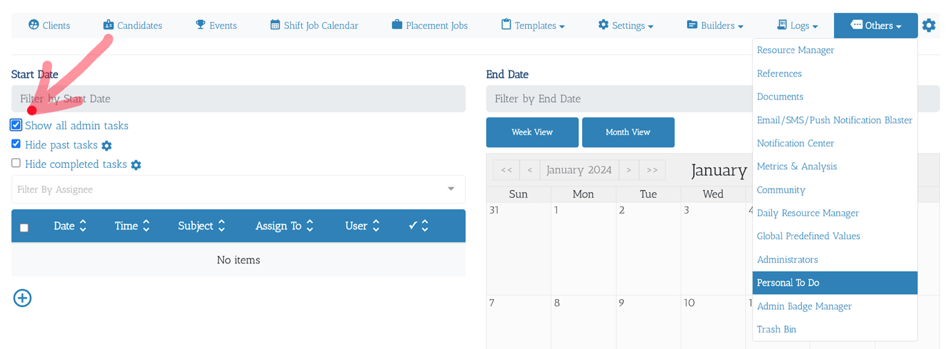 How To View All To Do Tasks For All Admins