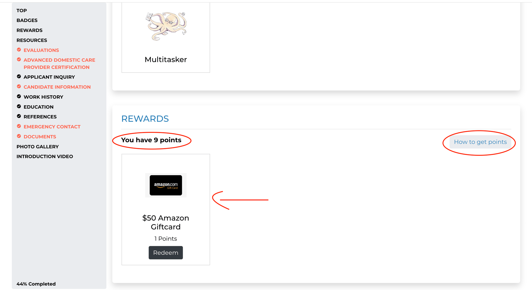 How to use the candidate points/rewards manager