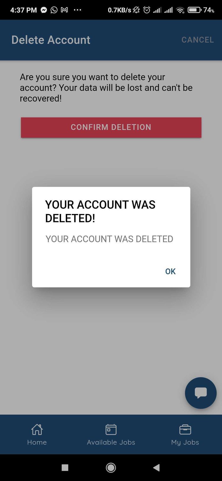 How to prevent users from deleting their accounts directly.