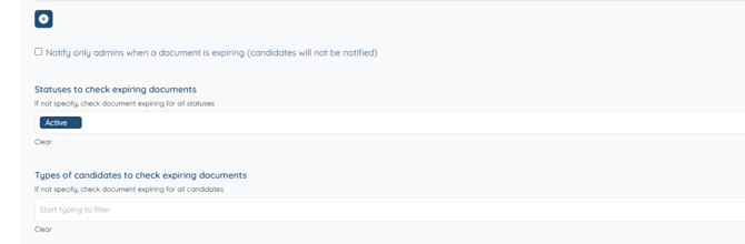 Statuses to check expiring documents field with a status selected]