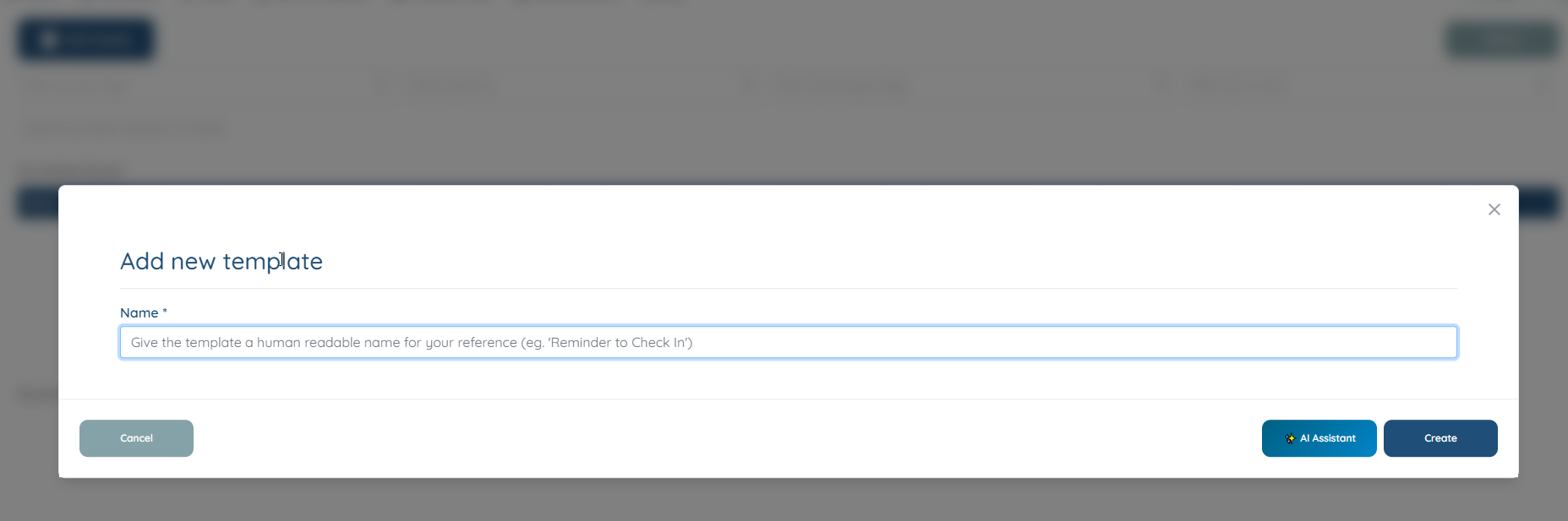 a new template with the name and call direction filled in
