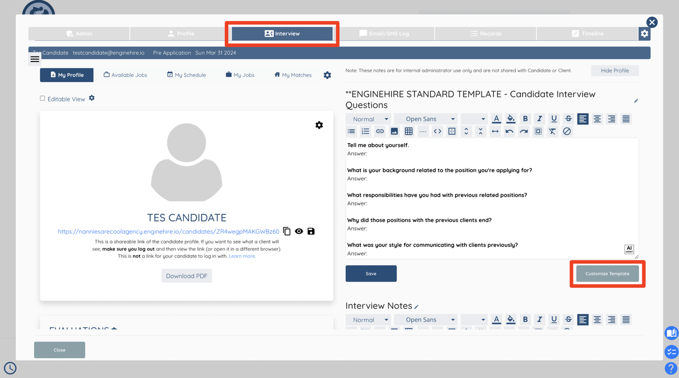 Add Interview and Intake Notes
